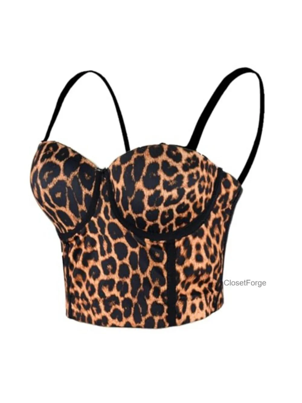 Corset Crop Top Sweetheart Neckline Leopard Print Bustier Sexy Sleeveless